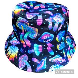 Bucket Hat Psychedelic Mushroom Rave Festival Trippy Party Neon